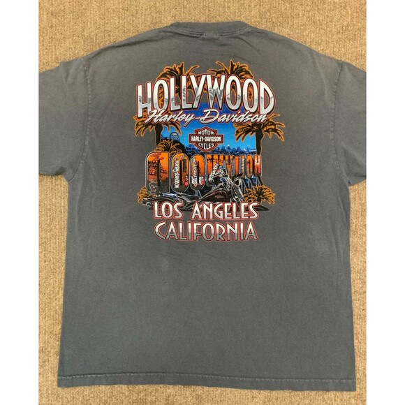 Harley-Davidson Shirt Mens XL Hollywood 3D Los Angeles Ca Graffiti Dual Logo - Picture 4 of 8
